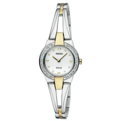Pre-owned Seiko Sup052 Women's Solar White Dial Two-tone Stainless Steel Dress Watch