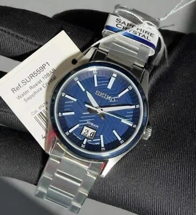 Pre-owned Seiko Sur559p1 Classic Blue Analog Stainless Steel Quartz Men's Casual Watch