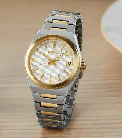 Pre-owned Seiko Sur578p1 Two-tone Gold Stainless Steel Analog Quartz Ladies Casual Watch