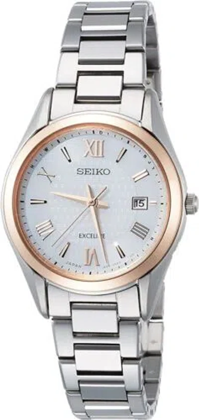 Pre-owned Seiko Swcw150 White Gold Dolce & Exeline Pair Solar Titanium Watch Women Box