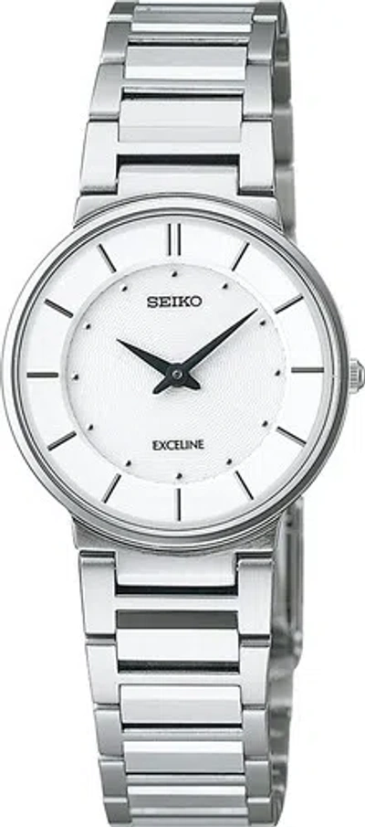 Pre-owned Seiko Swdl147 White Dolce & Exeline Pair Stainless Quartz Women Watch Box