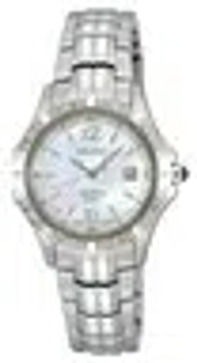 Pre-owned Seiko Sxde19 Coutura Diamond Mother-of-pearl Dial Watch $425 Great Gift In Silver