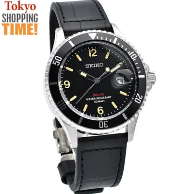 Pre-owned Seiko Vintage Solar Szev013 Black Dial Analog Men Watch Limited Model Japan