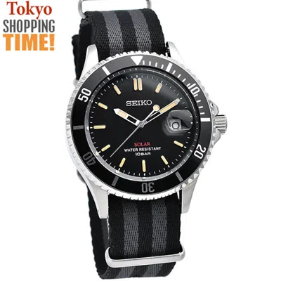 Pre-owned Seiko Vintage Solar Szev014 Black Dial Analog Men Watch Limited Model Japan