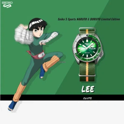 Pre-owned Seiko Watch 5 Sports Naruto & Boruto Rock Lee Limited Edition Srpf73