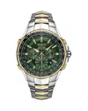 Seiko Watch Coutura Radio Sync Solar Chronograph, 46mm In Green/two-tone