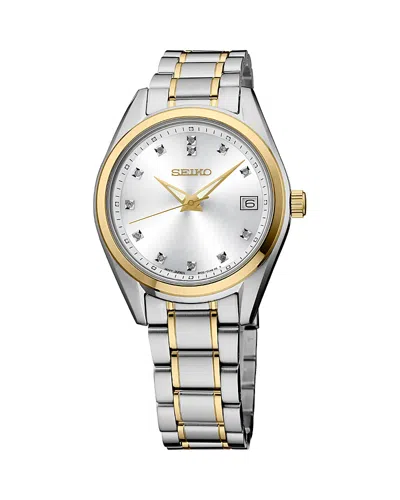 Seiko Watch Diamonds Watch, 32mm In White/two Tone