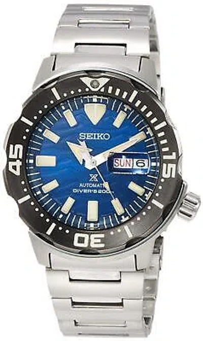 Pre-owned Seiko Watch Mechanical Save The Ocean Series Monster Sbdy045 Men's Silver In Dial Color - Blue