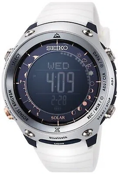 Pre-owned Seiko Watch Watch Landtracer Snow Mountaineer Smart Watch Sbem007 White In Dial Color - Black