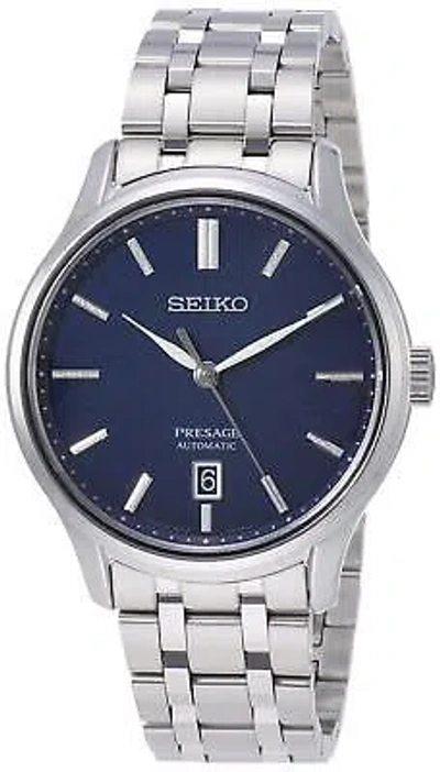 Pre-owned Seiko Watch Wristwatch Presage Mechanical Navy Dial Sary141 Men's Silver In Dial Color - Blue