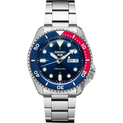 Seiko Watches 5 Sports Automatic Bracelet Watch, 38mm In Red & Blue