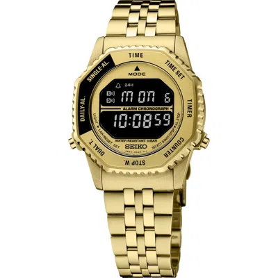 Seiko Watches Essentials Digital Bracelet Watch, 39mm In Yellow Gold