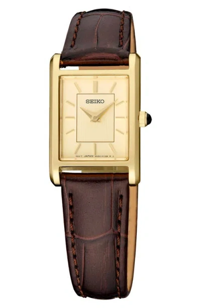 Seiko Watches Essentials Leather Strap Watch In Brown