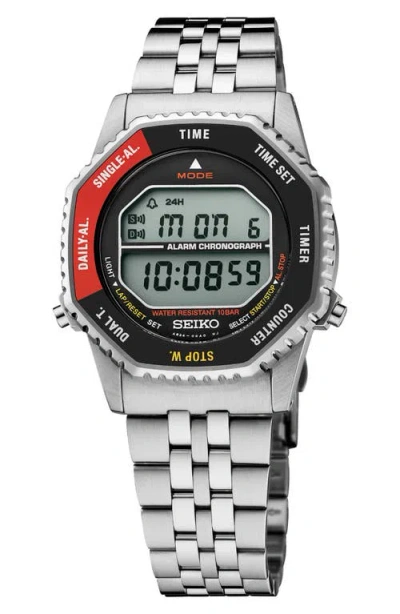 Seiko Watches Essentials Rotocall Digital Chronograph Bracelet Watch, 37mm In Silver