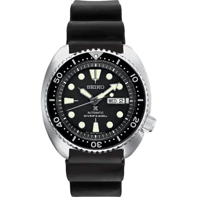 Seiko Watches Prospex Diver Automatic Silicone Strap Watch, 45mm In Black