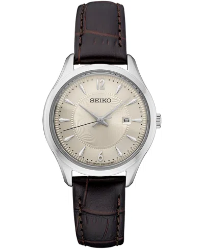 Seiko Women's Essential Brown Leather Strap Watch 30mm