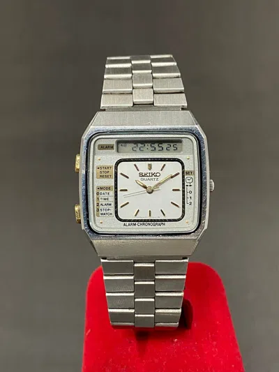 Pre-owned Seiko X Vintage Seiko H357-500a Japan Analog/digital Men's Watch In White