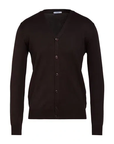 Seinse Man Cardigan Dark Brown Size M Viscose, Nylon