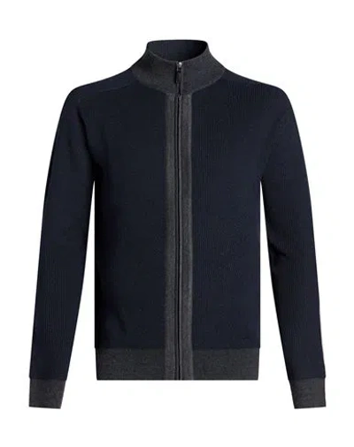 Seinse Man Cardigan Navy Size M Viscose, Nylon In Blue