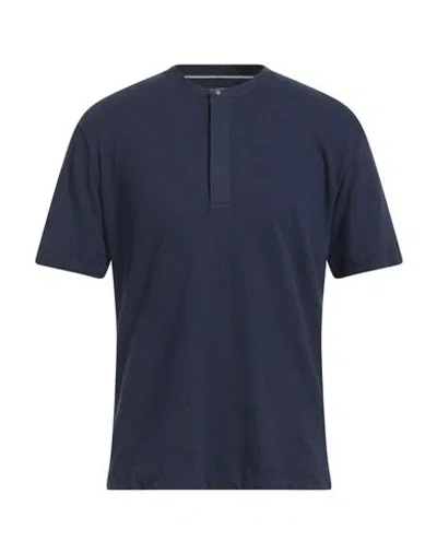 Seinse Man Polo Shirt Navy Size Xl Cotton, Linen In Blue