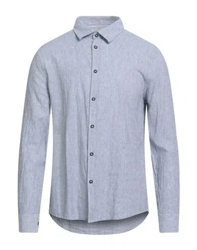 Seinse Man Shirt Navy Size L Linen, Cotton In Blue