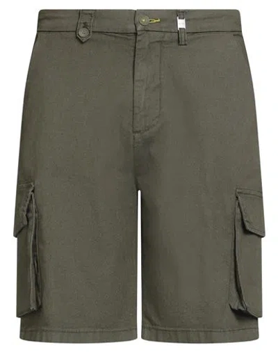 Seinse Man Shorts & Bermuda Shorts Military Green Size 34 Cotton, Polyester, Elastane