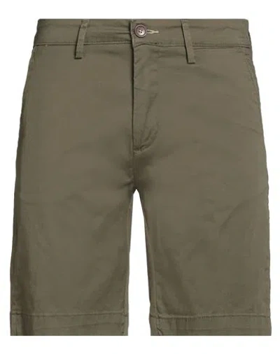 Seinse Man Shorts & Bermuda Shorts Military Green Size 36 Cotton, Elastane