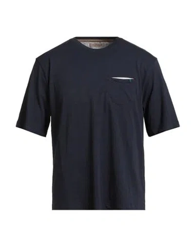 Seinse Man T-shirt Navy Size Xl Cotton, Linen In Blue