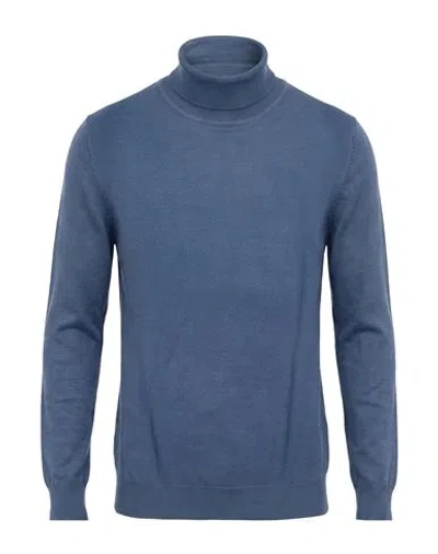Seinse Man Turtleneck Slate Blue Size M Viscose, Nylon