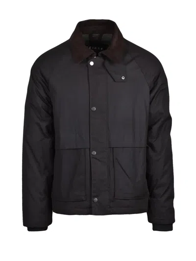 Seinse Quilted Overcoat With Structured Silhouette And Practical Closure In Black
