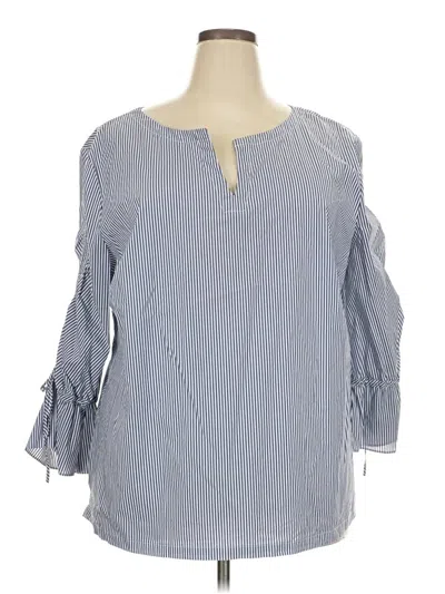 Pre-owned Sejour 3/4 Sleeve Blouse In Blue