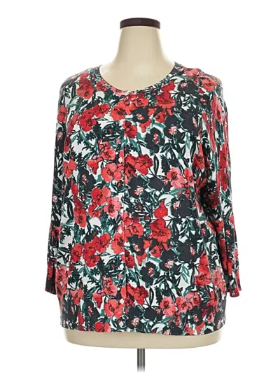 Pre-owned Sejour 3/4 Sleeve Blouse In Red