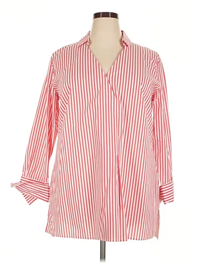 Pre-owned Sejour 3/4 Sleeve Button Down Shirt In Red