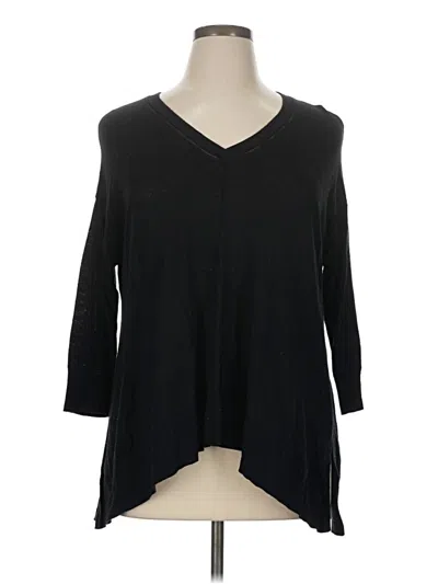 Pre-owned Sejour 3/4 Sleeve Top Black V Neck Tops