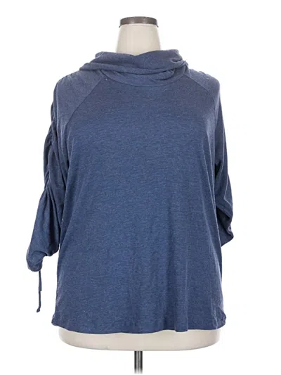 Pre-owned Sejour 3/4 Sleeve Top Blue Cowl Neck Tops