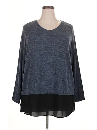 Pre-owned Sejour 3/4 Sleeve Top Gray V-neck Tops