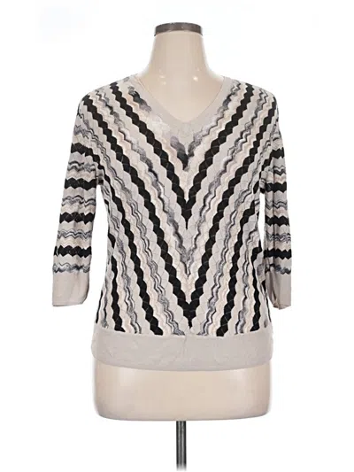 Pre-owned Sejour 3/4 Sleeve Top Silver V Neck Tops