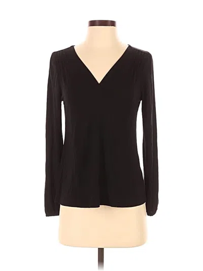 Pre-owned Sejour Long Sleeve Top Black V Neck Tops