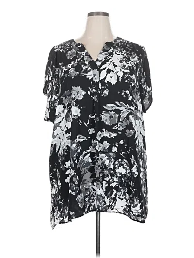 Pre-owned Sejour Short Sleeve Blouse In Black
