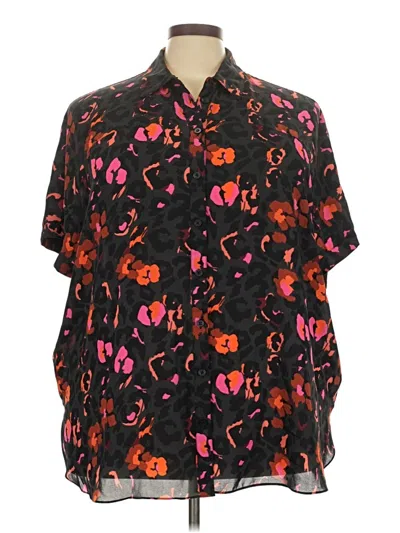 Pre-owned Sejour Short Sleeve Blouse In Black