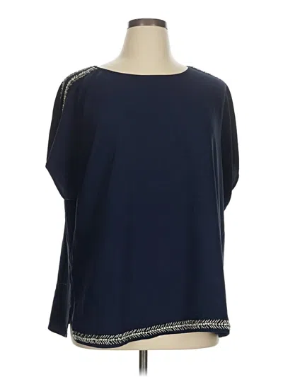 Pre-owned Sejour Short Sleeve Blouse In Blue