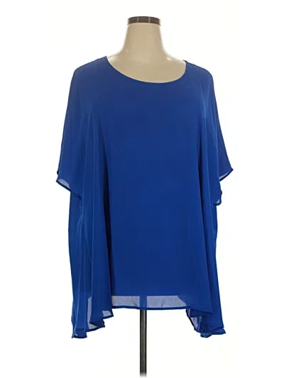 Pre-owned Sejour Short Sleeve Blouse In Blue