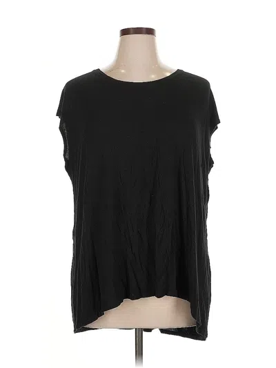 Pre-owned Sejour Short Sleeve Top Black Scoop Neck Tops