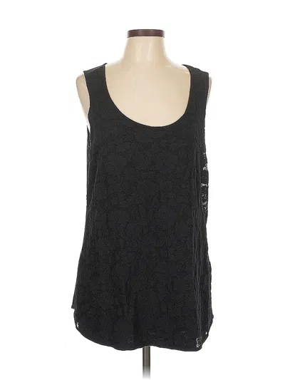 Pre-owned Sejour Sleeveless Top Black Solid Pattern Scoop Neck Tops