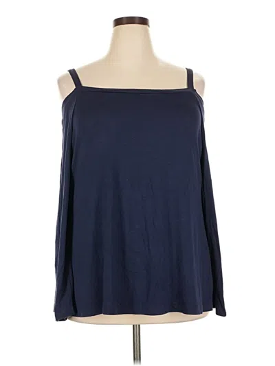 Pre-owned Sejour Tank Top Blue Cold Shoulder Neckline Tops