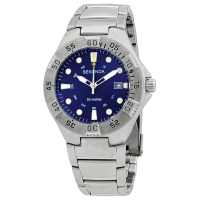 Sekonda Quartz Blue Dial Stainless Steel Men's Watch 3098 In Metallic