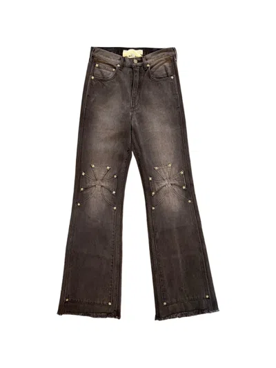 Sekrit Chopper Studded Jeans In Black