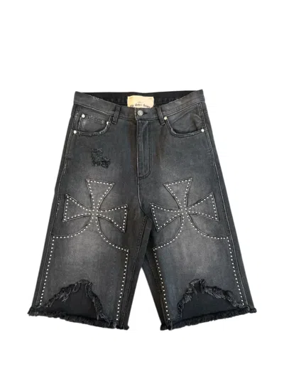 Sekrit Chopper Studded Shorts In Gray