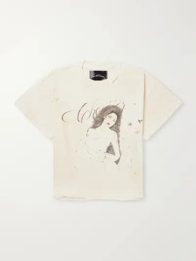 Sekrit Red Lips Printed Cotton-jersey T-shirt In Multi