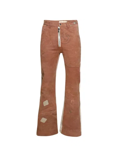 Sekrit Western Flared Jeans In Brown